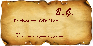 Birbauer Gálos névjegykártya